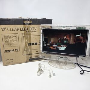 RCA 13" Clear LED HDTV DETG136R Prison Jail TV No Speaker W/ Earbuds Box Tested